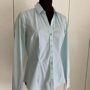 7th Avenue New York & Company Mint Green Striped Blouse Size XS